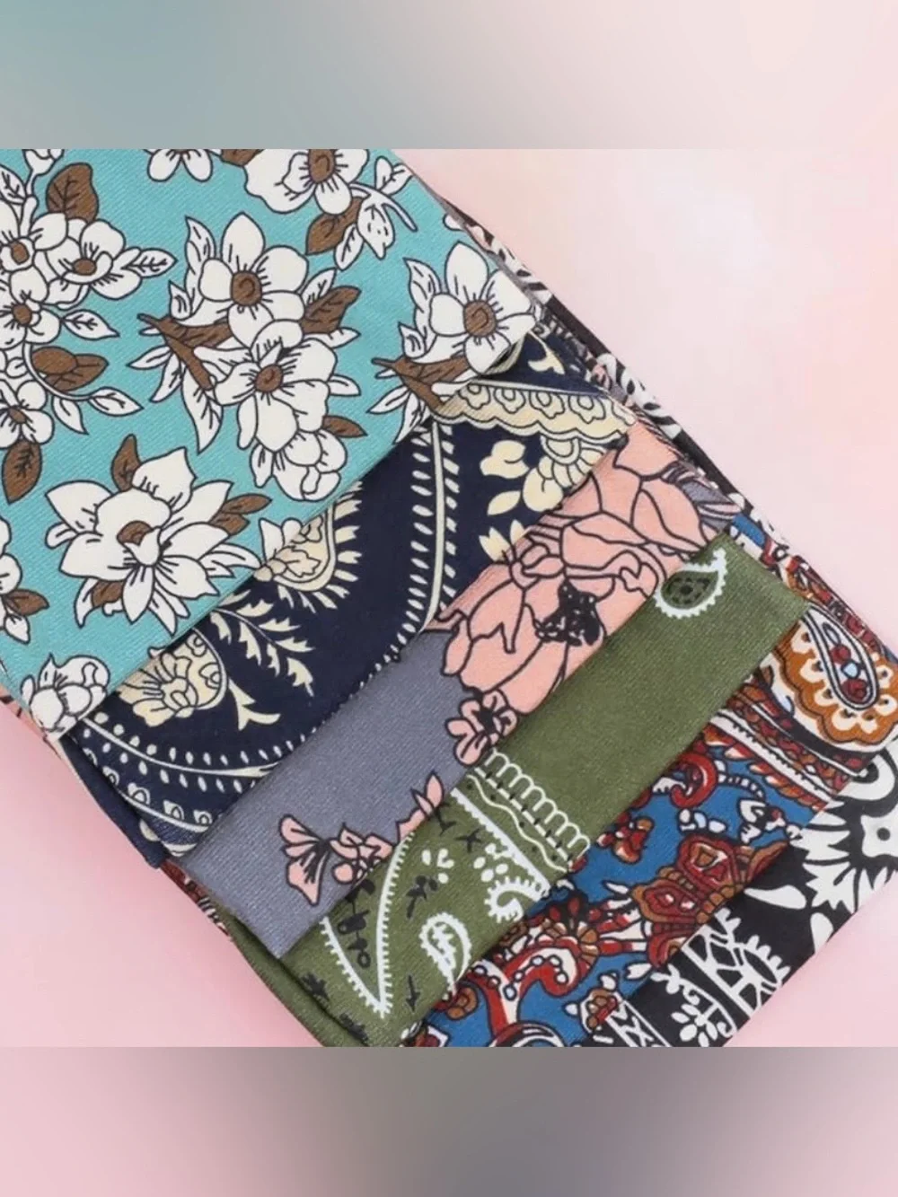 NWT Pack of 6 Ivaryss Boho Floral Wide Nonslip Fabric Headbands